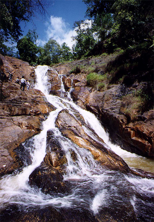 Dòng suối chảy  xuống từ ghềnh cao của thác Đatanla